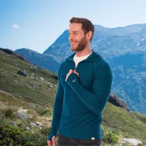Merino wool thermal long sleeve lightweight hoodie, merino wool hoodie mens hiking clothes, half zip sweatshirt, blank hoodie, merino tshirt