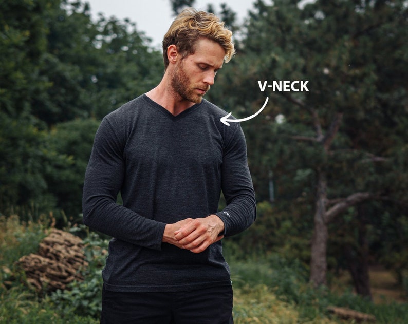 Merino.tech 100% Organic Merino Wool Lightweight Men's Base Layer Outdoorsy Gifts for Man Long Sleeve Thermal T-Shirt image 3