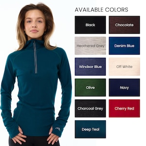 Merino wool hoodie base layer thermal shirts, zipper hoodie, lightweight hoodie, runner gear, gymwear bild 9