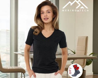 Womens merino top, Merino Wool Shirt, thermal shirts, runner gear, merino base layer 180 gsm