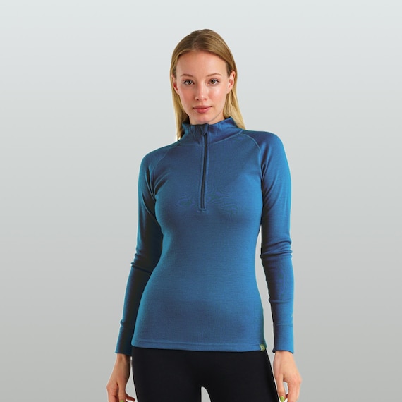 Merino Base Layer Women: merino shirt women, Thermal Shirts women, Half Zip Sweater, high neck sweatshirt, thermal underwear, undershirt