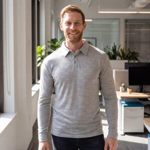 Merino wool shirt for men, casual polo shirts, long sleeve polo, thermal underwear, undershirt image 11