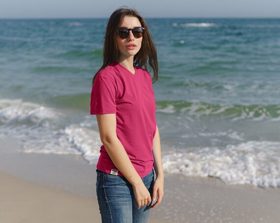 Merino Wool T-Shirt for Women - Lightweight V-Neck Tee & Gift Wool Socks, Organic Short Sleeve Base Layer, Natural Comfort Apparel