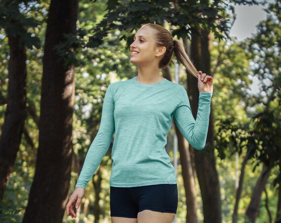 Merino wool shirt: Merino base layer thermal shirts - sweartshirt, Merino Wool t shirt, wool tops, hiking clothes, tshirt thermal underwear