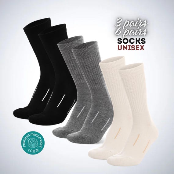 Merino Wool Socks - Breathable Comfortable Unisex Casual Socks, Soft All-Season Pack of 2, Perfect for Running & Summer Wear