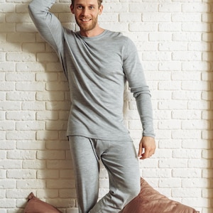 Merino wool thermal set mens base layer long underwear, mens loungewear set, merino base layer thermal wear, lounge wear set, long johns image 4