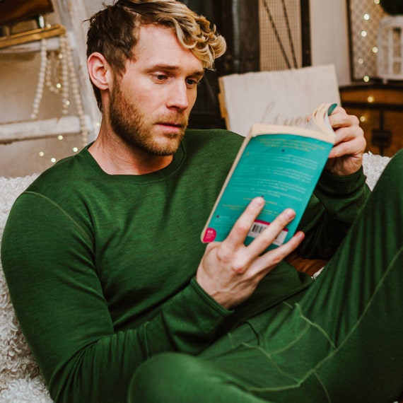 Long Sleeve Top - Organic Wool Men’s Midweight Base Layer Tee | Thermal Shirt & Wool Socks | Outdoor Activewear Gift