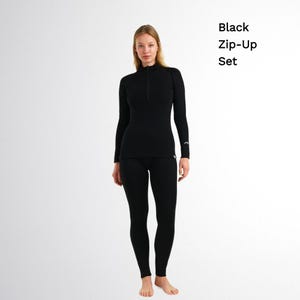 Womens base layer merino wool thermal set, sportswear winter running gear, lounge wear set, long underwear, thermal clothing Bild 12