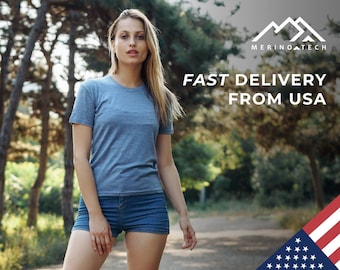 Merino wool tshirt, merino wool shirt gymwear for women, merino base layer thermal shirts, ladies running top, athleisure wear, undershirt