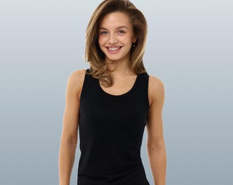 Organic merino wool tank top, womens base layer shirt, undershirt, underwear, running gear, gymwear