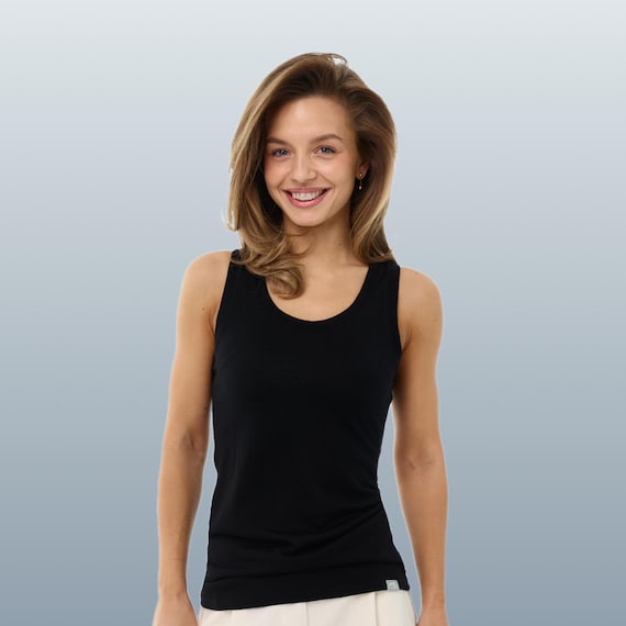 Organic merino wool tank top, womens base layer shirt, undershirt, underwear, running gear, gymwear