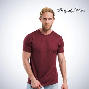Merino wool shirt: merino base layer thermal shirts, mens running gear, wool t-shirt, gymwear men, mens hiking clothes, thermal underwear Burgundy Wine