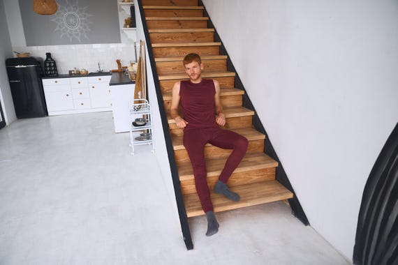 Merino base layer wool leggings mens: lite Merino Wool Pants + Socks, mens activewear, workout leggings, lounge pants, yoga pants male