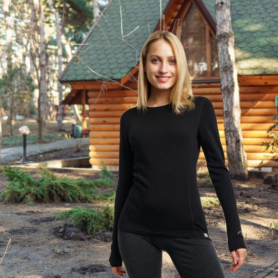 Merino Long Sleeve thermal women top base layer, sweatshirt, sweater, gymwear, runner gear, underwear