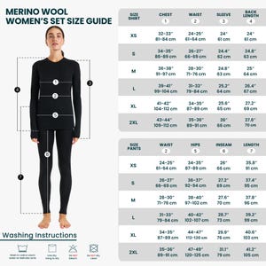 Merino base layer activewear set gymwear for women, loungewear set: merino wool shirt + thermal leggings, base layer thermal underwear image 9