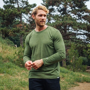 Mens Base Layer merino wool shirt, thermal long sleeve wool shirt for men, men&#39;s wool shirt, gymwear men, thermal underwear mens undershirt