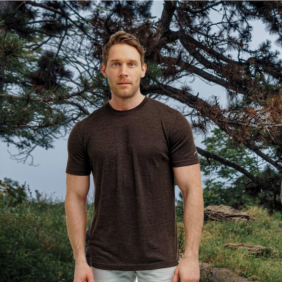 Mens Shirts: Merino Wool T-Shirt for Men + Socks, Lightweight Casual Tee for Hiking & Summer Activewear, Soft Crewneck Base Layer Top
