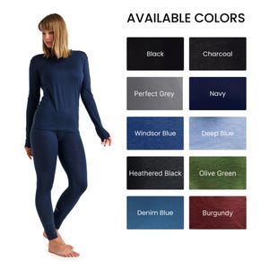 Merino base layer activewear set gymwear for women, loungewear set: merino wool shirt + thermal leggings, base layer thermal underwear image 8