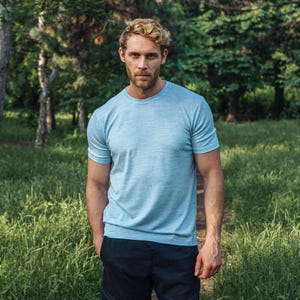 Thermal shirts - Merino wool shirt, men's thermal tee, hiking clothes, merino base layer mens undershirt, true classic tees, gymwear men image 12