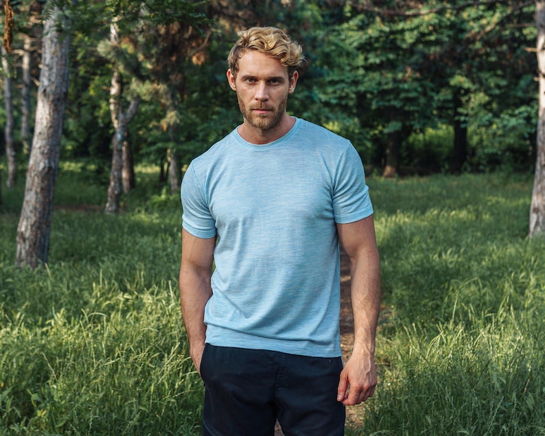 Thermal shirts - Merino wool shirt, men's thermal tee, hiking clothes, merino base layer mens undershirt, true classic tees, gymwear men image 12