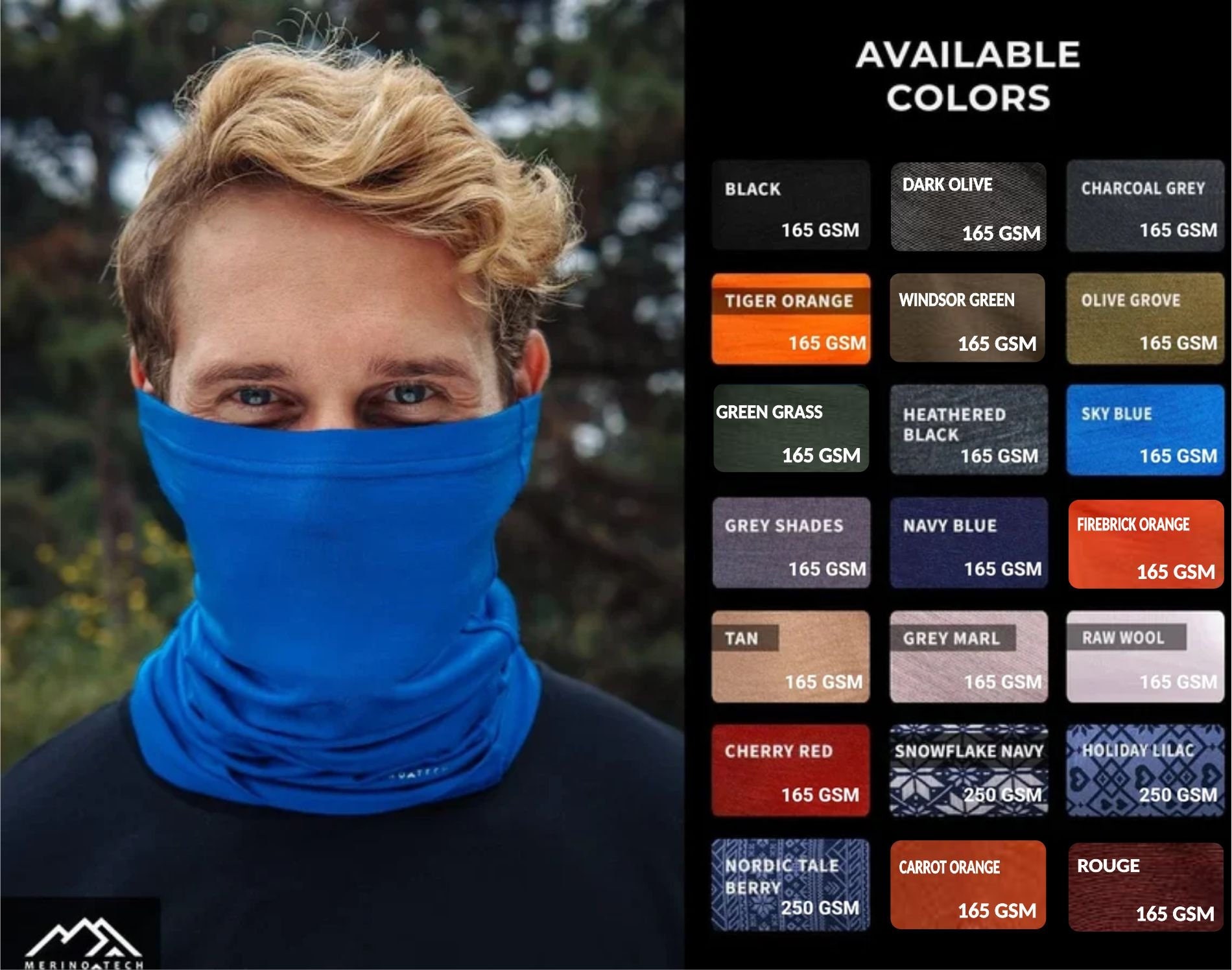 Merino Wool Neck Gaiter Face Mask - Winter Outdoors Neck