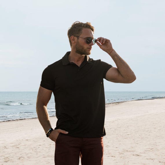 Mens Shirts - Merino polo shirt men, Eco-Friendly Polo for Men, short sleeve dress shirt men, Classic polo, Sustainable Fashion, Polo Tops