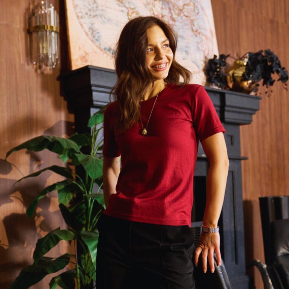 Womens base layer merino wool shirt, summer shirts ladies casual shirt, merino wool tshirt