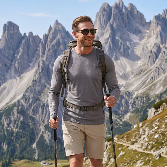 Merino sweatshirt mens wool shirt base layer thermal wear, hiking clothes, runner gear, undershirt