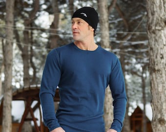 Merino Wool Sweater with Socks for Men - Thermal Long Sleeve Base Layer, Organic Crewneck Sweatshirt, Eco-Friendly Wool Clothing
