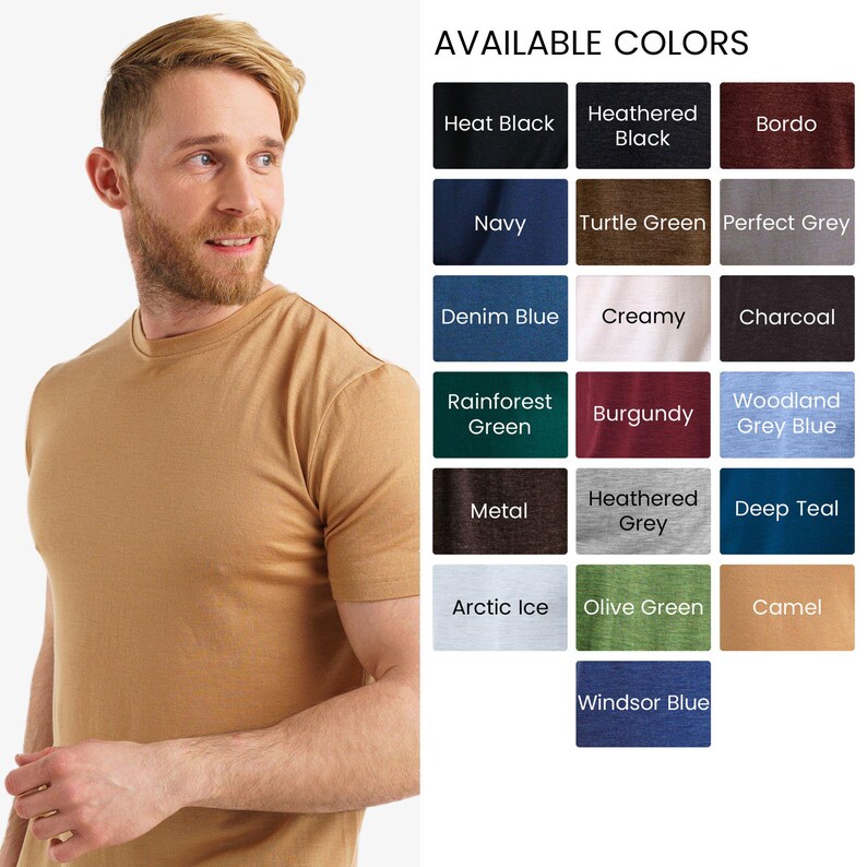 Merino wool shirt for men, mens base layers thermal shirts, hiking clothes, thermal tops, gymwear, runner gear imagem 8
