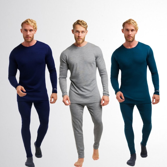 Merino thermals gymwear: thermal long sleeve shirt, long johns, merino base layer thermal wear, mens running gear, gymnastics leggings