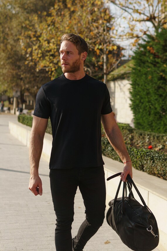 Original Basic T-Shirt for Men: Organic Merino Wool Mens Tee + Socks, Lightweight Breathable Summer Top, Thermal base layer t-shirt, 165 gsm