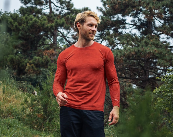 Men's Merino Wool Sweatshirt: Organic Long sleeve Shirt, Wool base layer, Thermal Underwear, Sweatshirt for Men, Natural Lounge wear