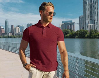 Casual polo t-shirt merino wool polo shirt for men, golf polo merino shirts