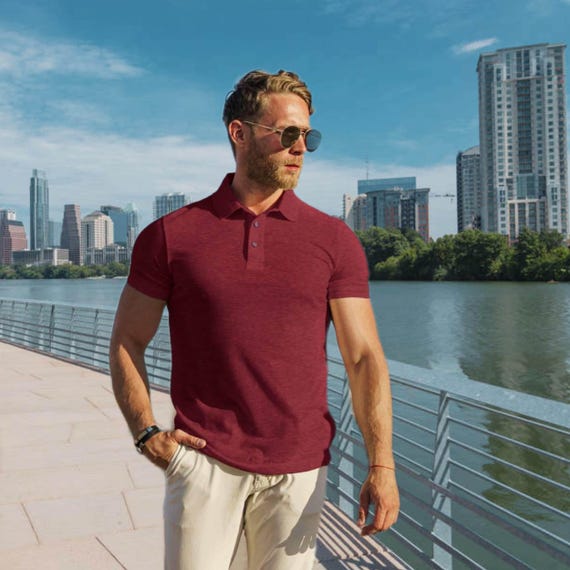 Casual polo t-shirt merino wool polo shirt for men, golf polo merino shirts