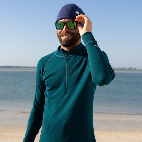 Merino base layer thermal shirts: half zip sweatshirt, Merino wool shirt, quarter zip sweater, runner gear, thermal long sleeve undershirt