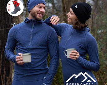 Merino Wool Beanie Unisex, Merino wool set: Skull Cap Beanie and Adult Hiking Socks