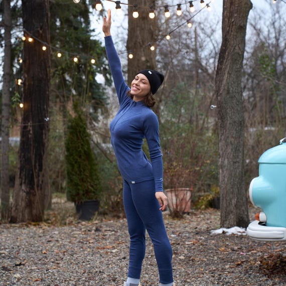 Walking suit women base layer merino wool thermal underwear, runner gear, gymwear, tracksuit, sportswear