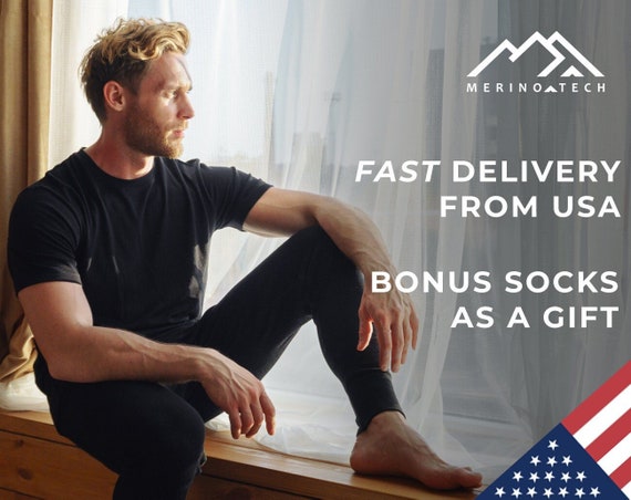 Organic Mens Pants: Merino Wool Base Layer Bottom - Lightweight Wool Thermal Underwear, Men's Leggings, Activewear for Men