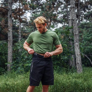 Merino wool shirt: merino base layer thermal shirts, mens running gear, wool t-shirt, gymwear men, mens hiking clothes, thermal underwear image 3