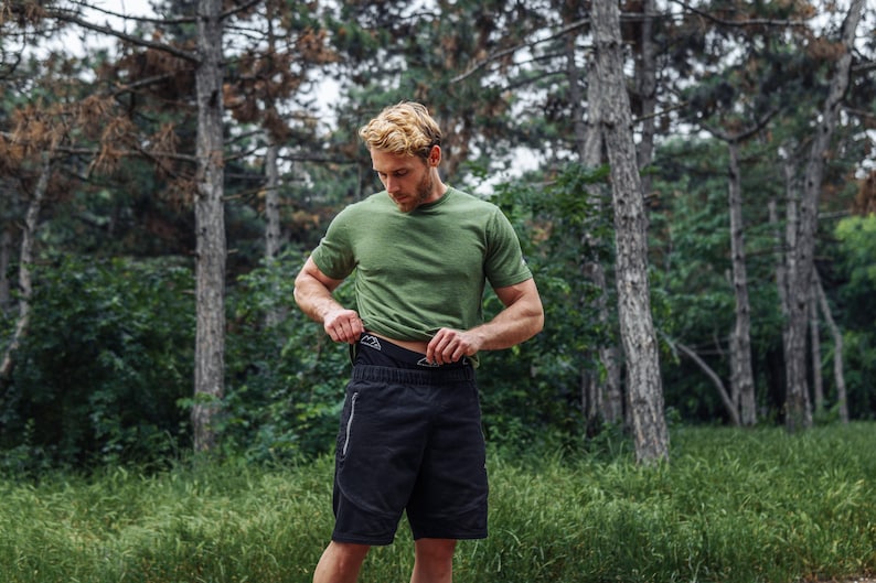 Merino wool shirt: merino base layer thermal shirts, mens running gear, wool t-shirt, gymwear men, mens hiking clothes, thermal underwear image 3