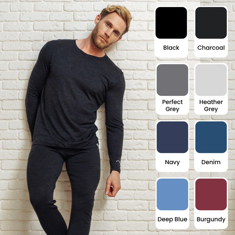 Merino wool thermal set mens base layer long underwear, mens loungewear set, merino base layer thermal wear, lounge wear set, long johns image 7