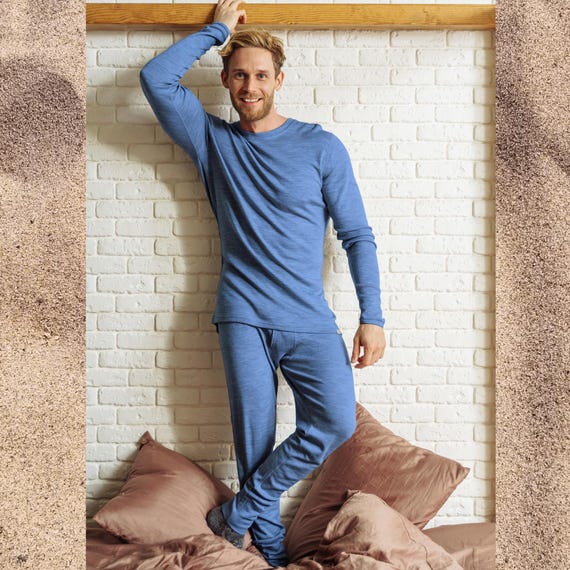 Merino wool thermal set mens base layer lounge wear set, merino base layer thermal wear, gymwear, long underwear, long johns, undershirt