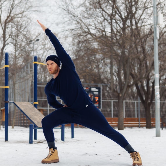 Men's base layers merino thermals, long underwear, loungewear set, runner gear, gymwear, tracksuit