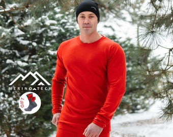Merino wool thermal long sleeve base layer shirt thermal underwear, merino shirt outdoor activewear