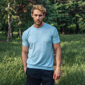 Merino base layer - merino wool shirt for men, merino wool thermal underwear, hiking outfit, gymwear, thermal shirts Arctic Ice Melange