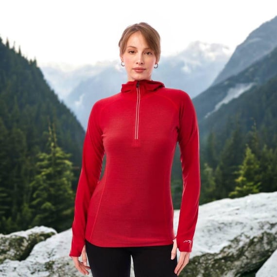 Merino base layer half zip sweatshirt lightweight hoodie, thermal long sleeve runner gear, gymwear