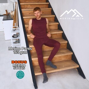 Merino base layer wool leggings mens: merino wool pants, nature legging, thermal underwear, underpants