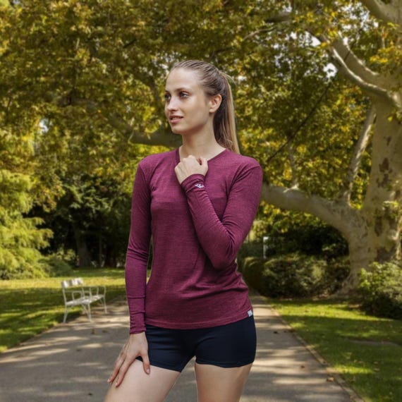 Merino shirt women base layer: Merino Wool Shirt & Socks, thermal long sleeve, hiking clothes, sweatshirt ladies running top, undershirt