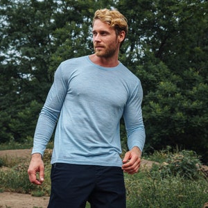 Merino.tech 100% Organic Merino Wool Lightweight Men's Base Layer Outdoorsy Gifts for Man Long Sleeve Thermal T-Shirt image 5